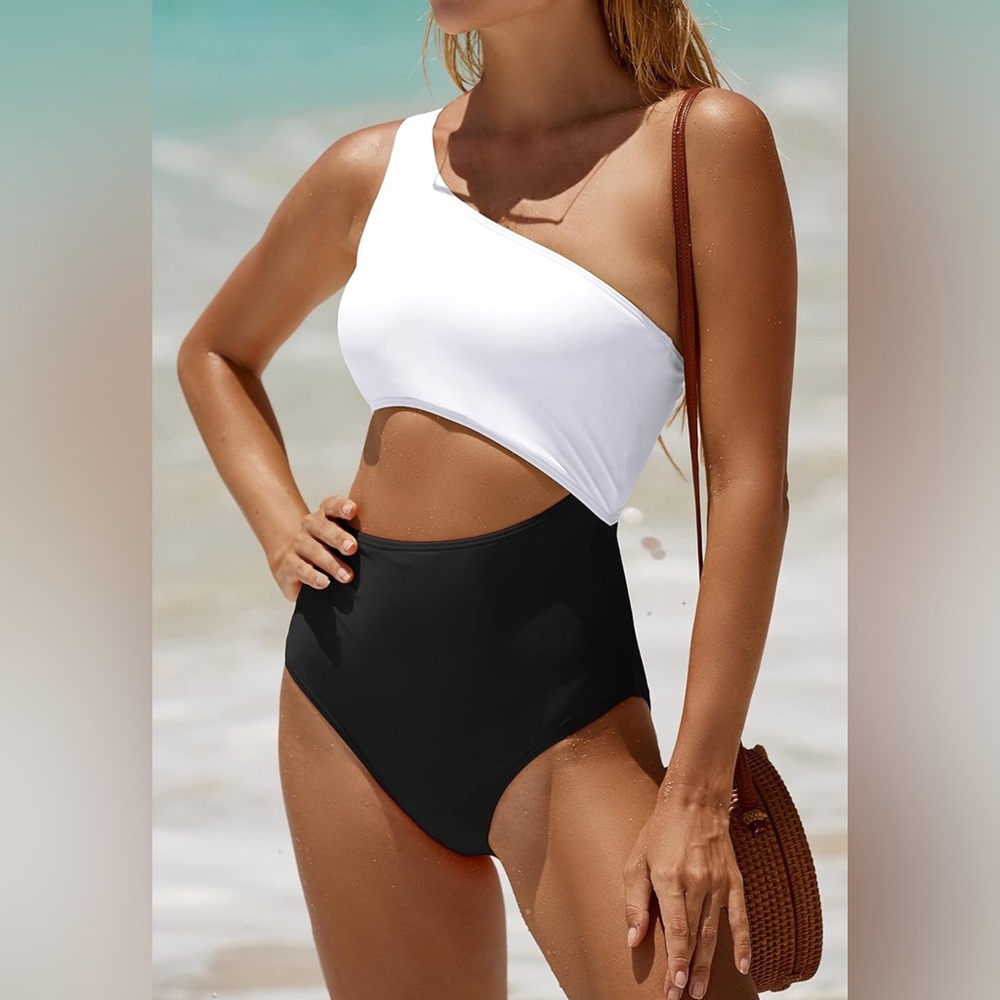 Yonique Women's One Piece One Shoulder Swimsuit Cutout Swimwear Monokini